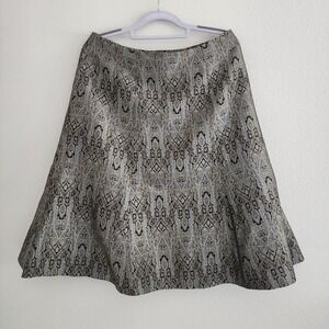 Amanda Smith‎ Flare Skirt Size 10  Black, Gold & Silver Pattern